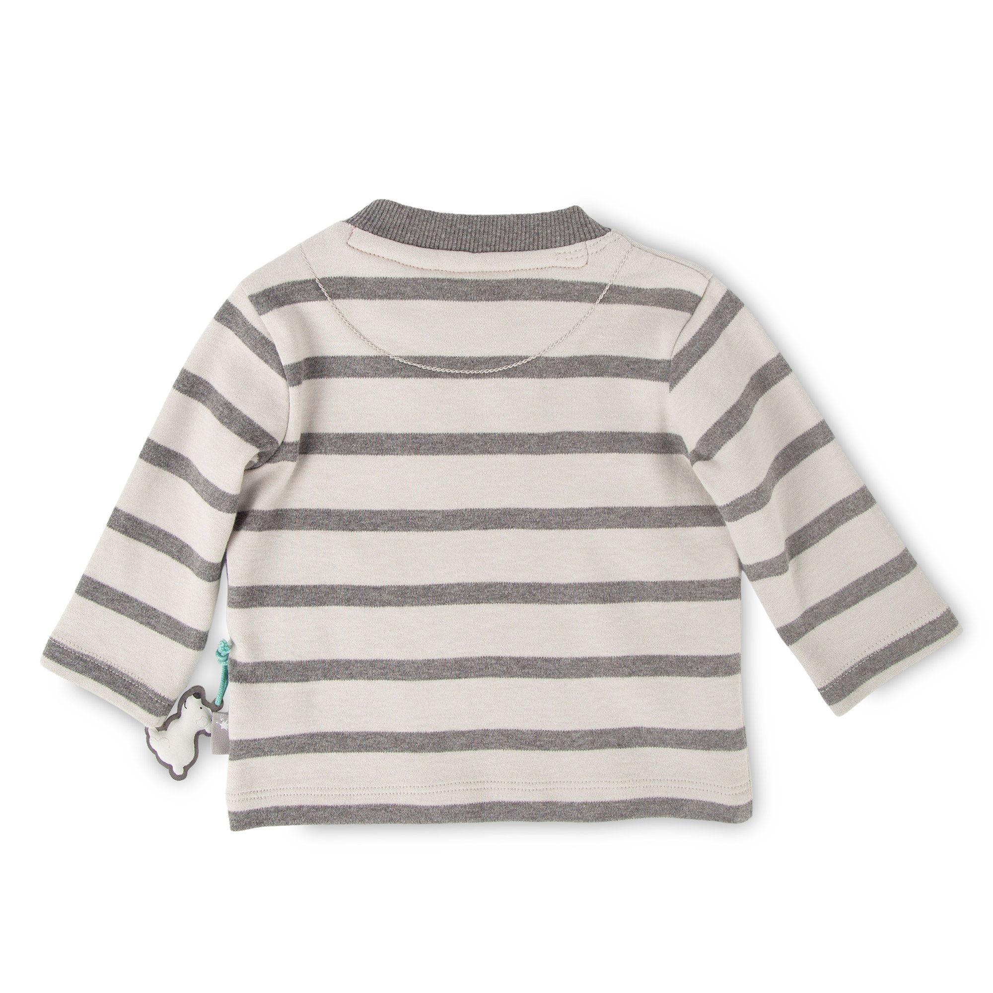 Baby Langarmshirt Eisbär, grau geringelt