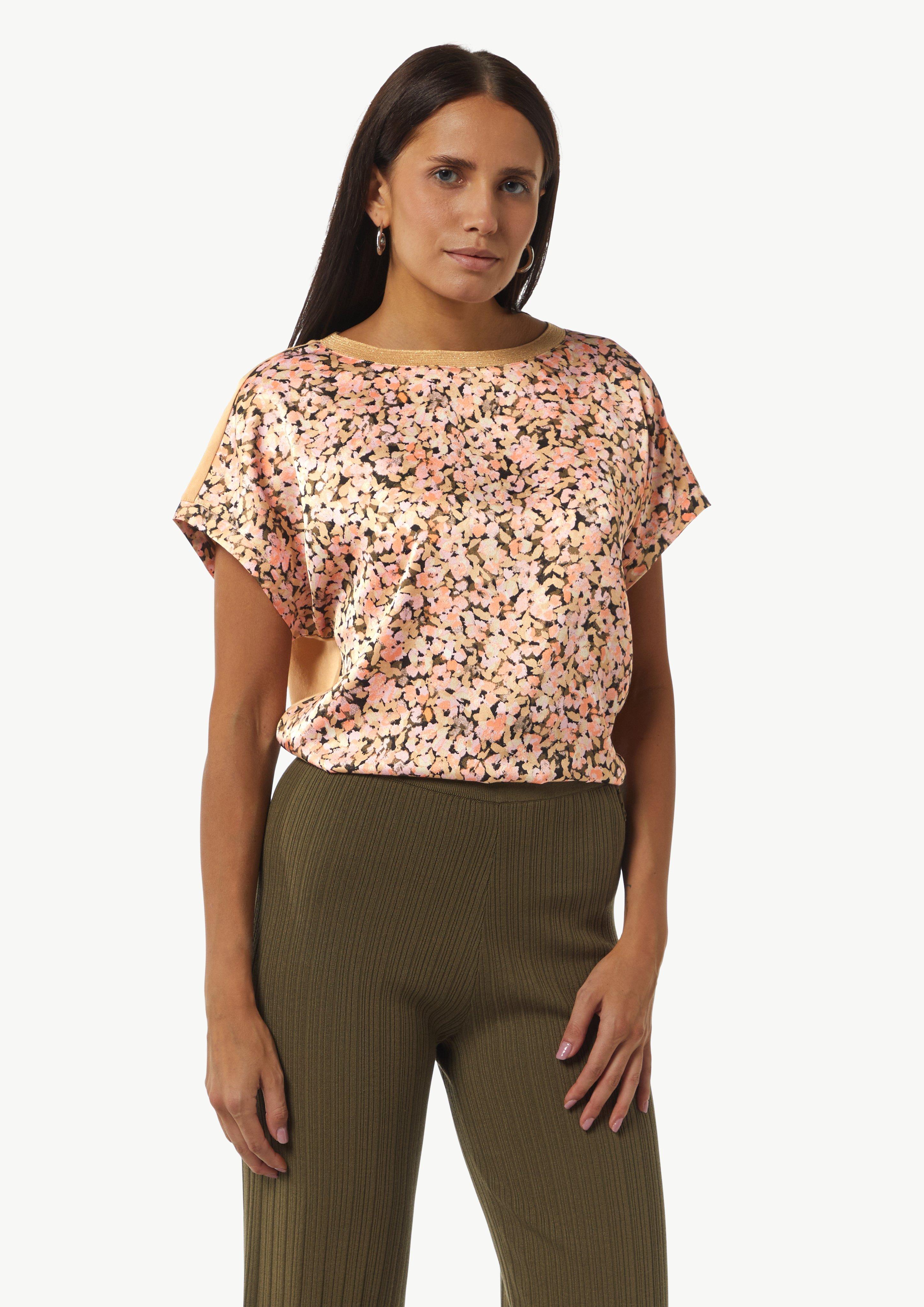 Blusenshirt im Fabricmix mit Metallic-Kragen - rosa