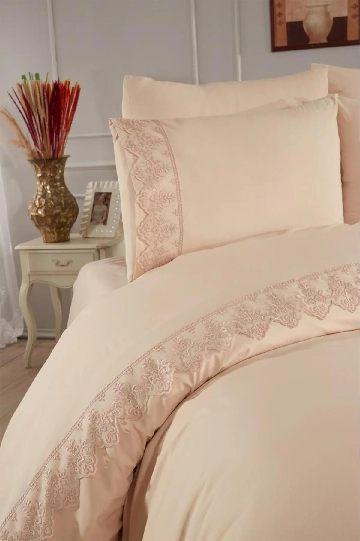 Çeyiz Diyarı  Bettwäsche Doppelbett - Braun - Gestreift