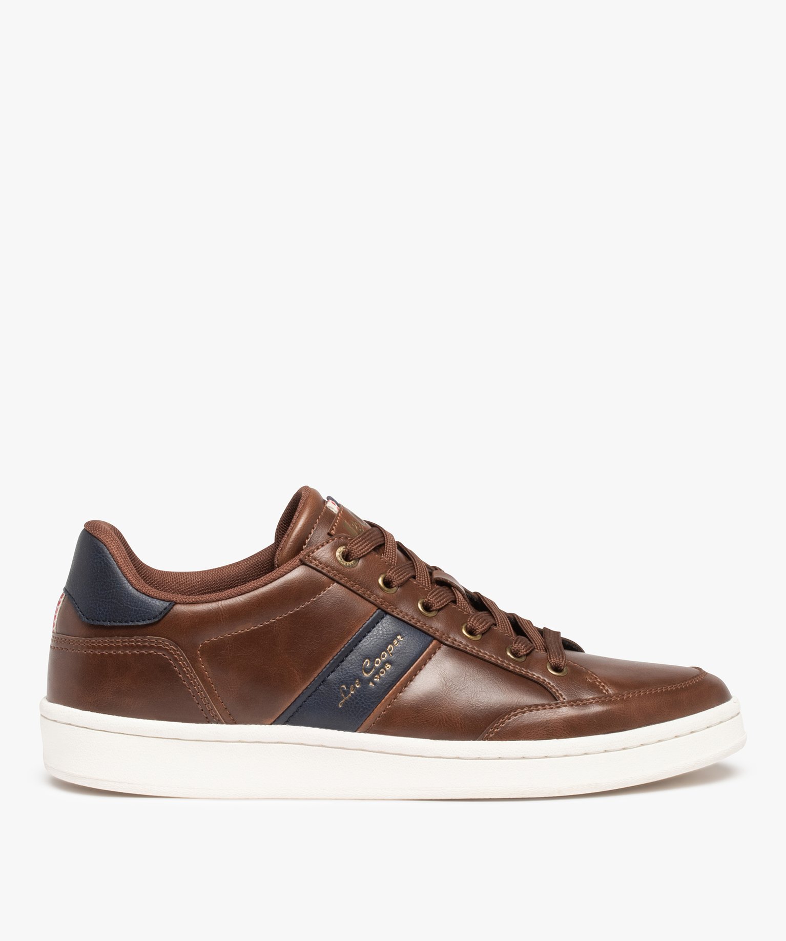 Baskets homme unies à lacets – Lee Cooper marron | GEMO