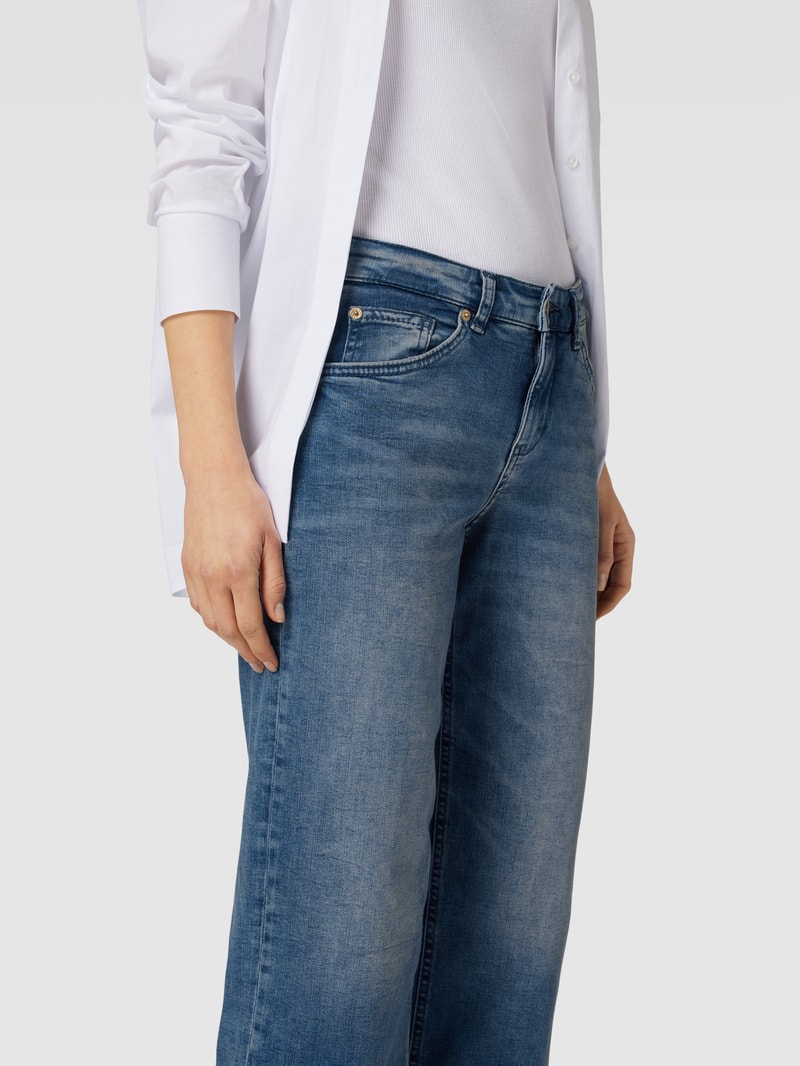 Straight Fit Jeans-Culotte mit Label-Patch Modell 'Rich' in blau