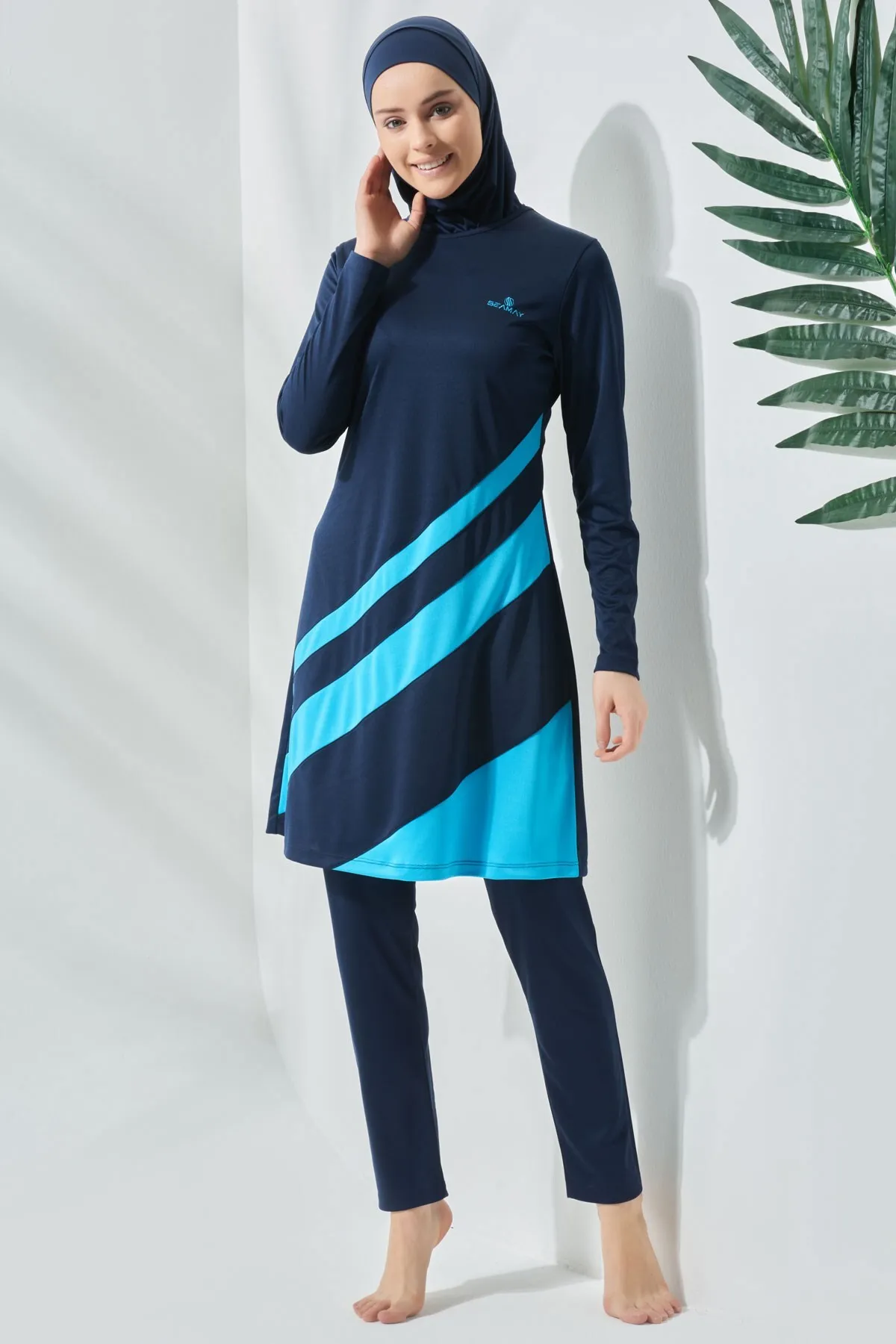 C&City  Vollständig bedeckter Hijab-Badeanzug C11020 Dunkelmarineblau