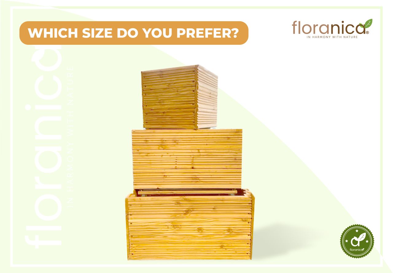 Pemicont Floranica Blumentopf aus Holz Kasten 50cm x 335cm x 285cm Natural Imprägnierte Lärche Gehäuse für Kräuter Blumen Haus- und Gartendekoration Innen- und Außenbereich EU-Produkt