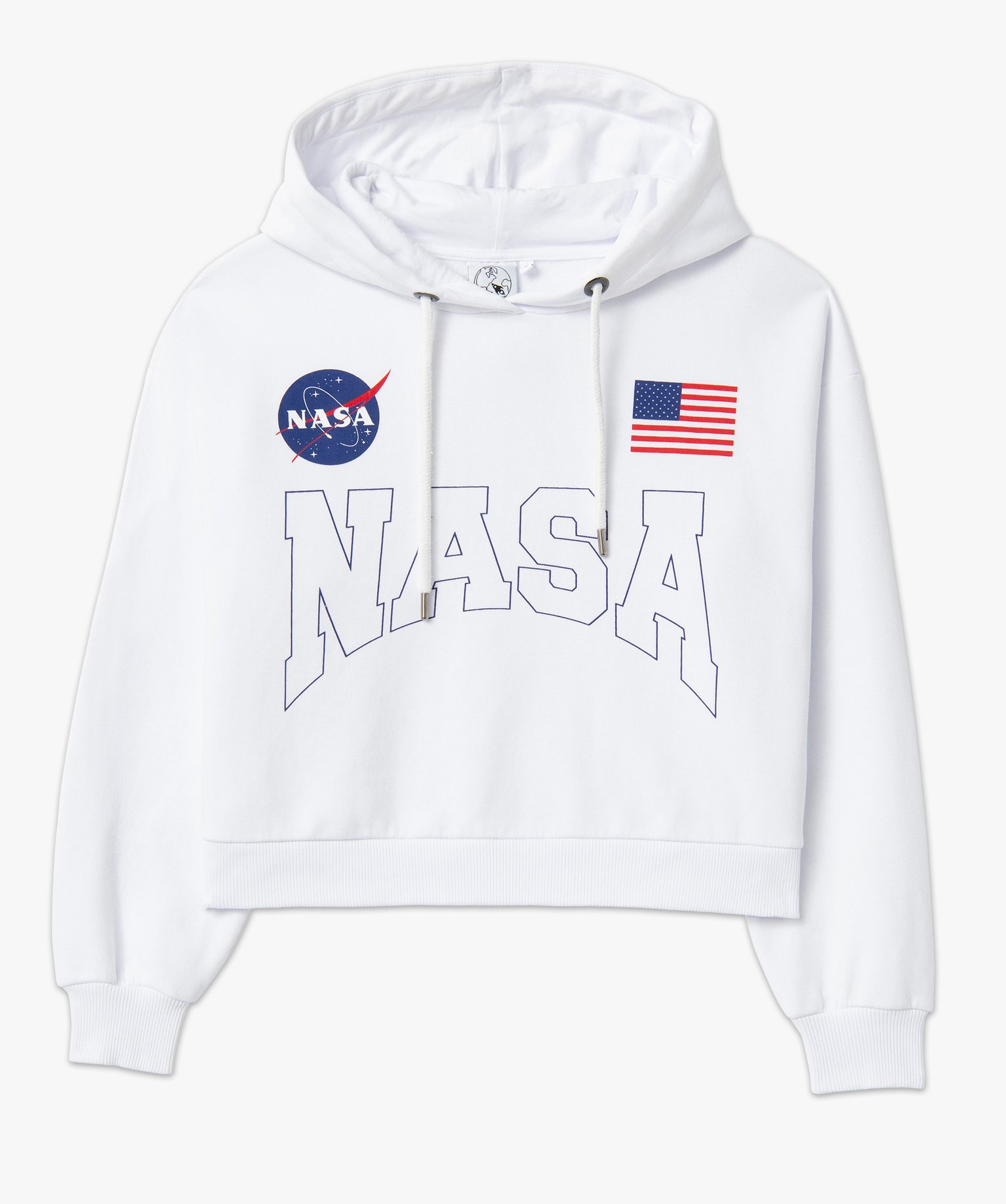 Sweat femme court à capuche - Nasa blanc | GEMO