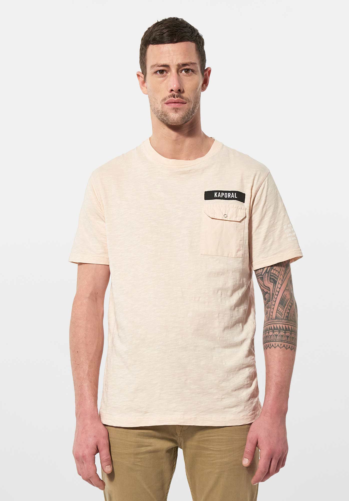 MOSHI  T-shirt bi matière rose chiné Homme en 100% coton bio