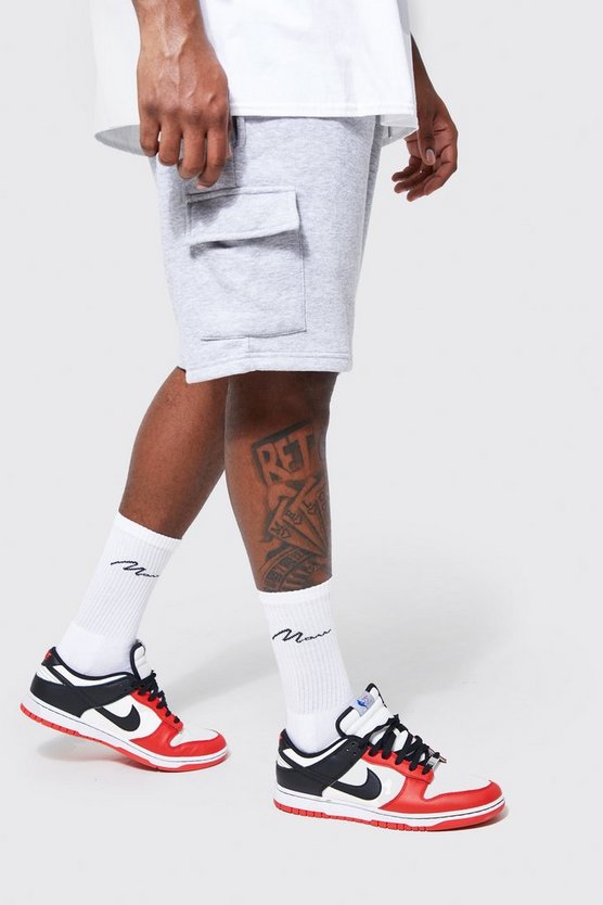 Plus mittellange Jersey Cargo-Shorts