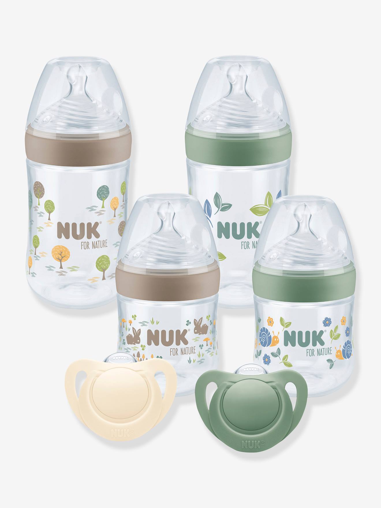Coffret Perfect Start (4 biberons + 2 sucettes) NUK for Nature blanc