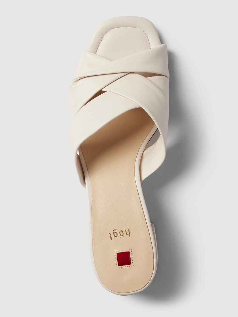 Sandaletten aus Leder mit breiten Riemen Modell 'Mule' in offwhite