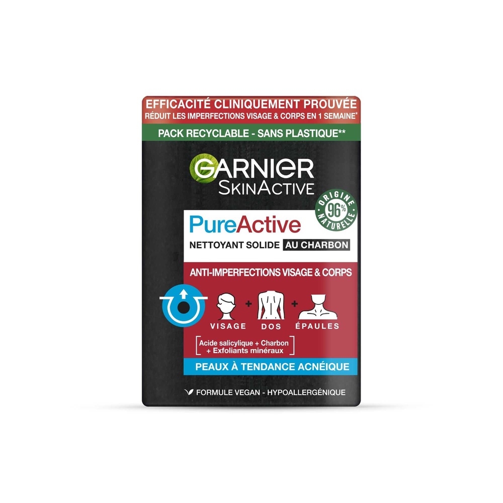garnier SkinActive Pure Active Nettoyant solide anti-imperfections au charbon et à l'acide salicylique
