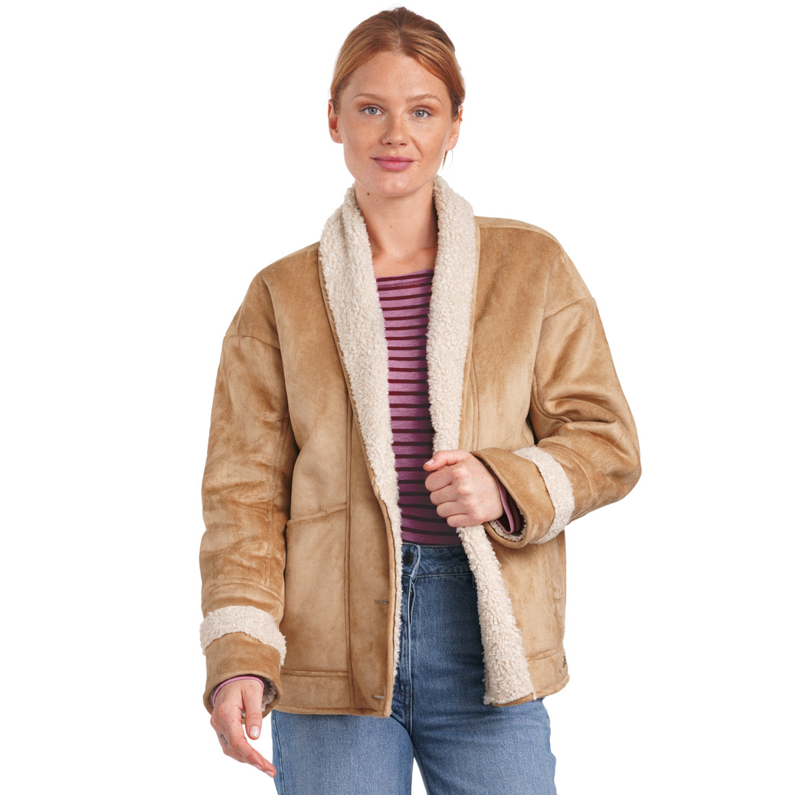 Damen Jacke in Velour-Optik