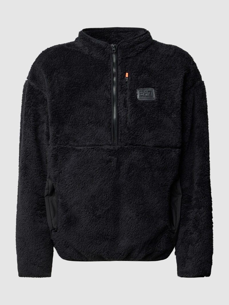 Sweatshirt mit Teddyfell in schwarz