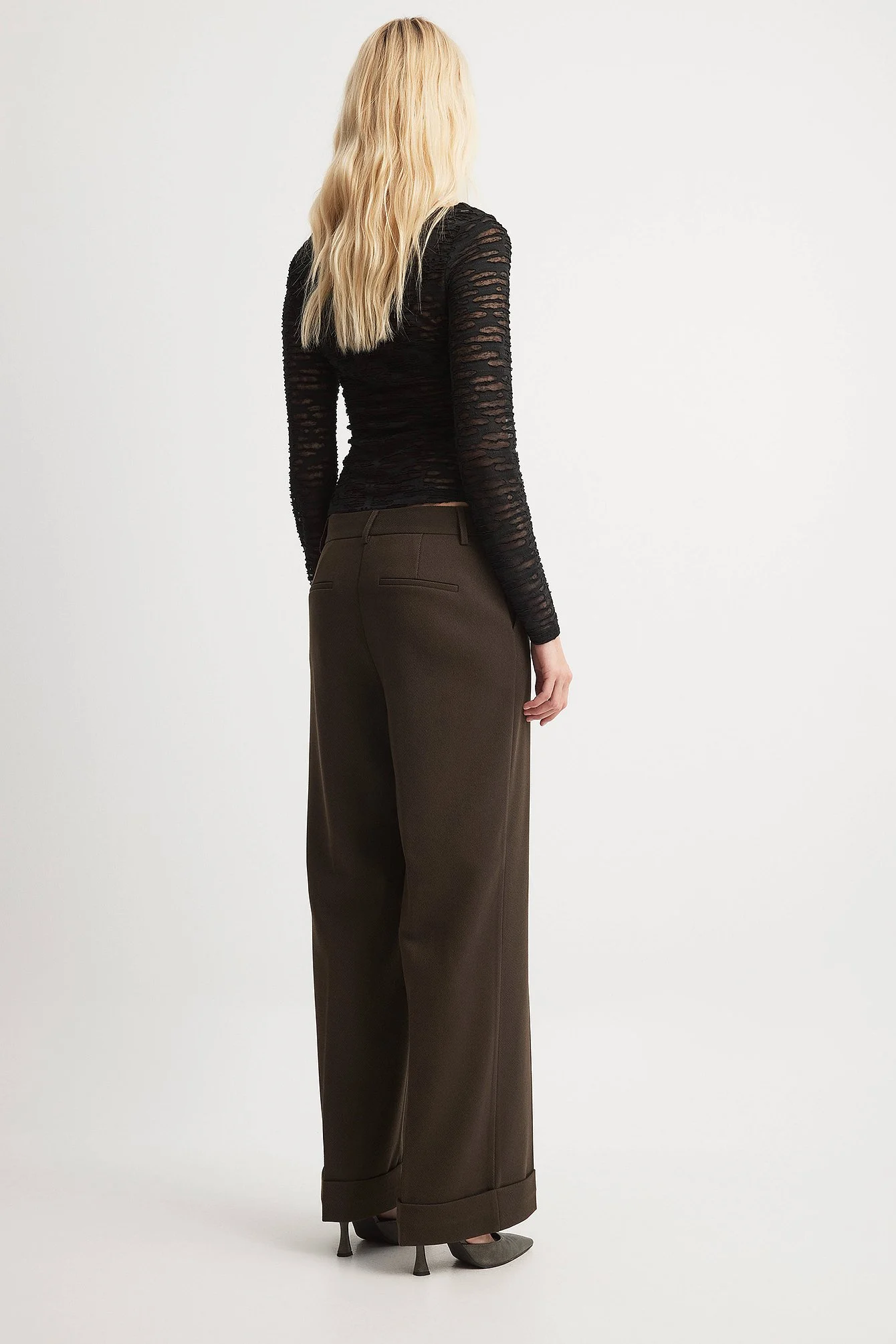 Krempelbare Twill-Anzughose mit mittlerer Taille