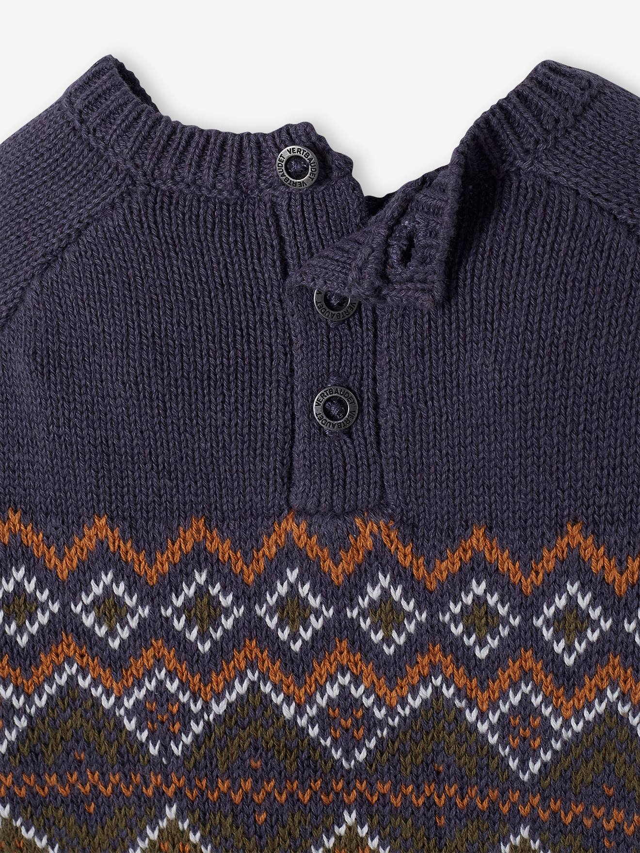 Pull jacquard bébé cannelle