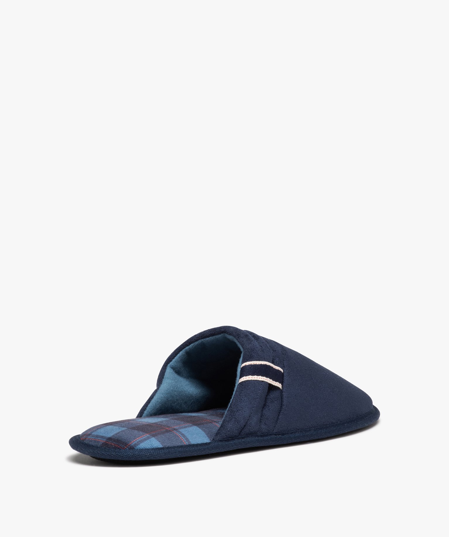Chaussons homme mules en velours à semelle imprimée bleu | GEMO