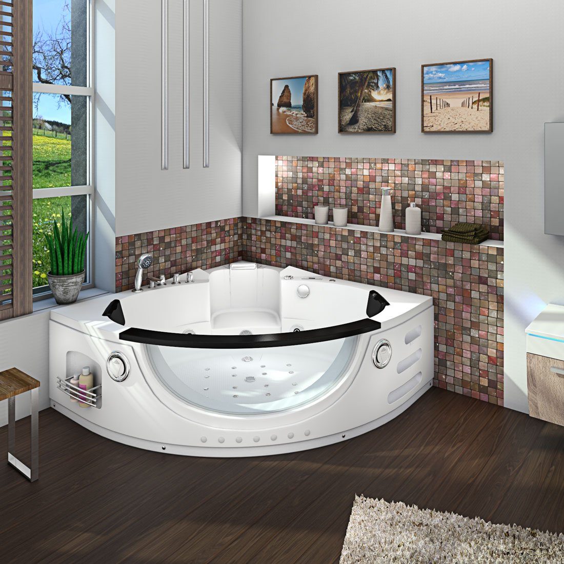 AcquaVapore Whirlpool-Badewanne Whirlpool Pool Badewanne Wanne W06H 152x152cm