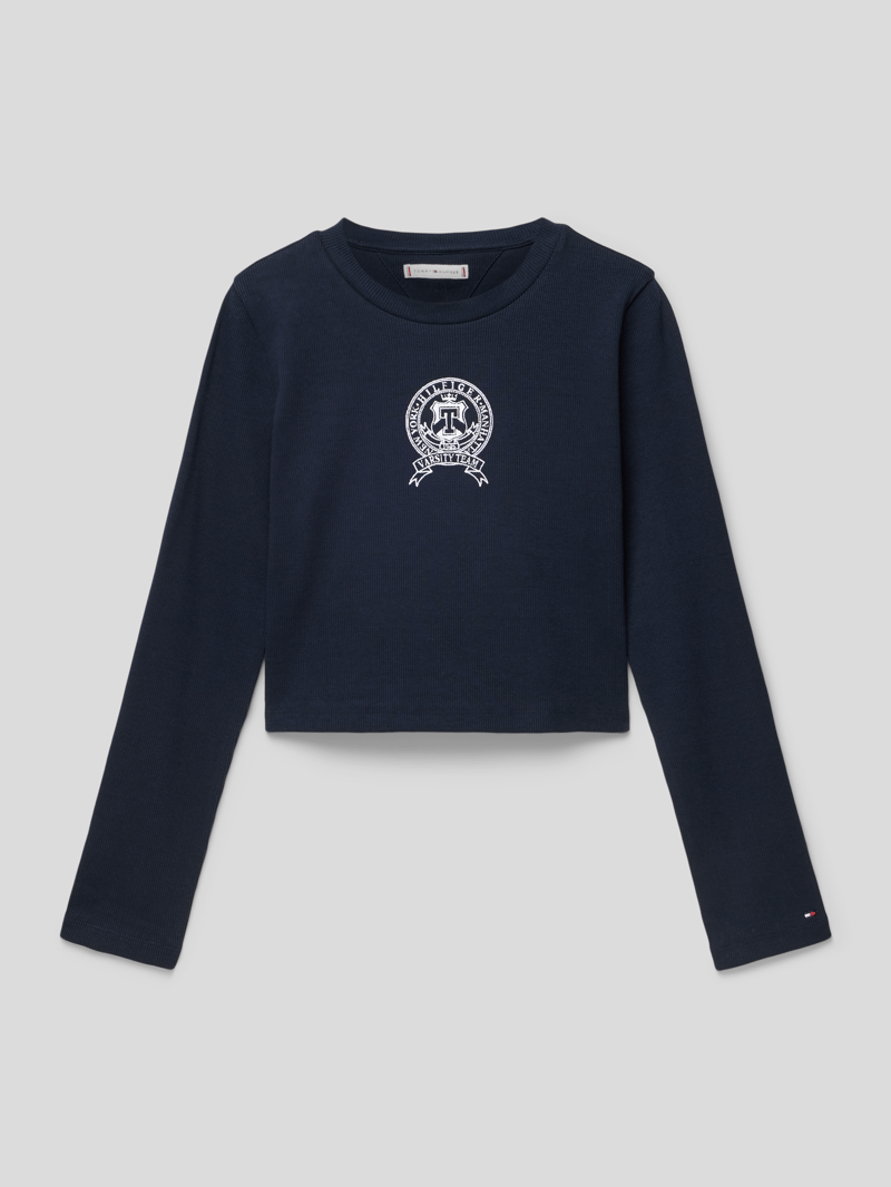 Longsleeve mit Label-Stitching in marineblau