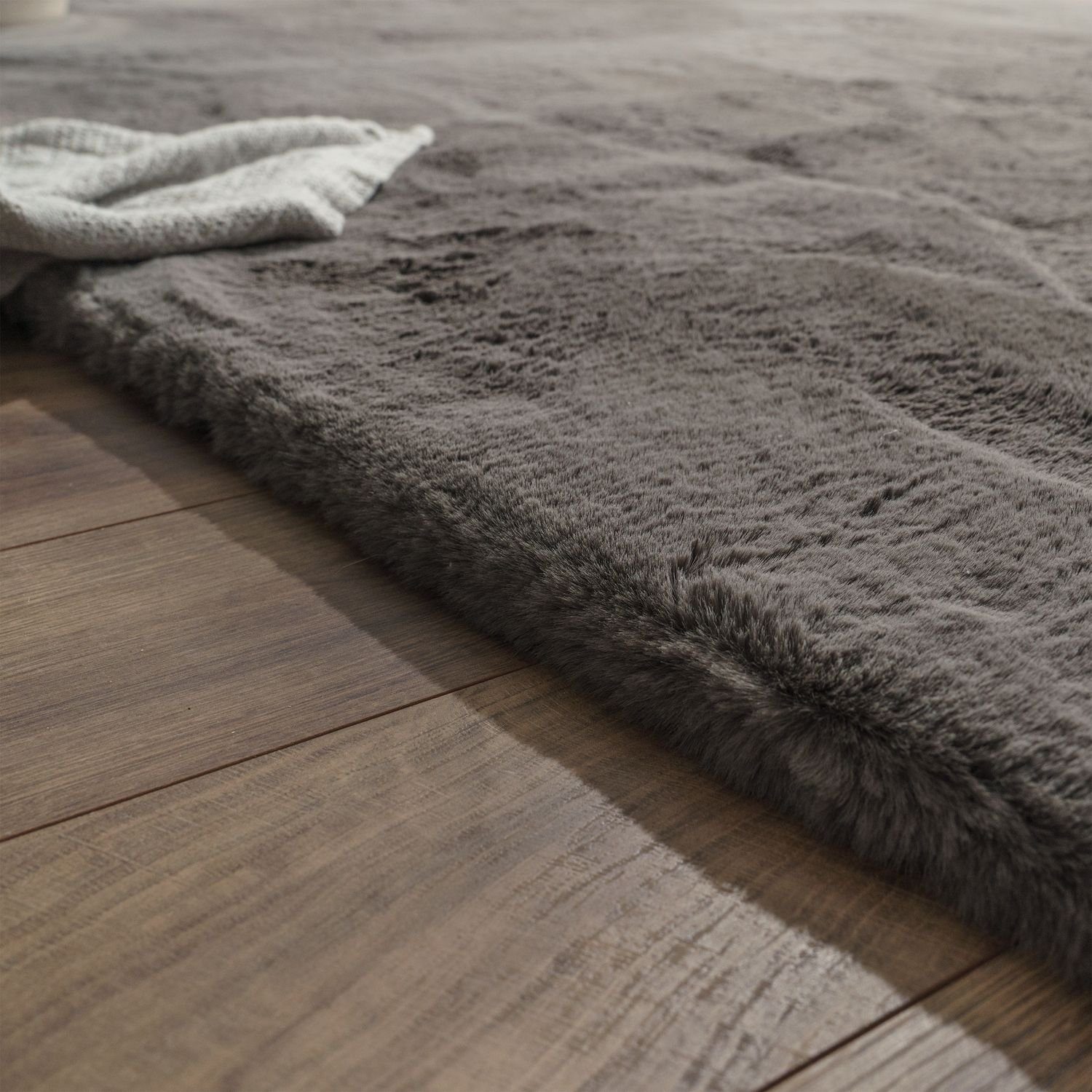 Hochflor-Teppich Wohnzimmer Hochflor Teppich Langflor Soft Kaninchenfell, TT Home, rechteckig, Höhe: 39 mm