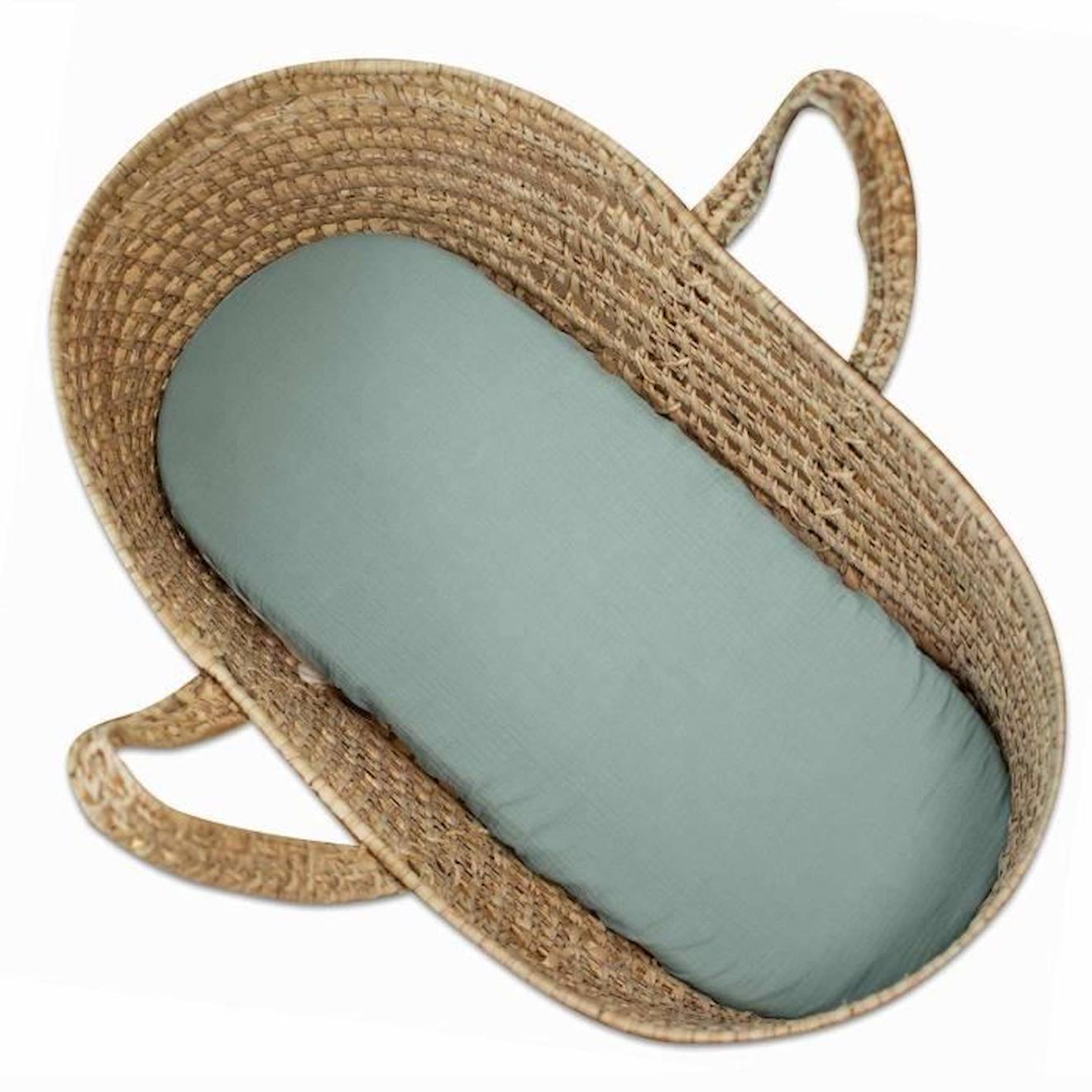 Drap housse couffin ovale en gaze de coton, Jeanne Vert de gris Dès la naissance Vert De Gris vert