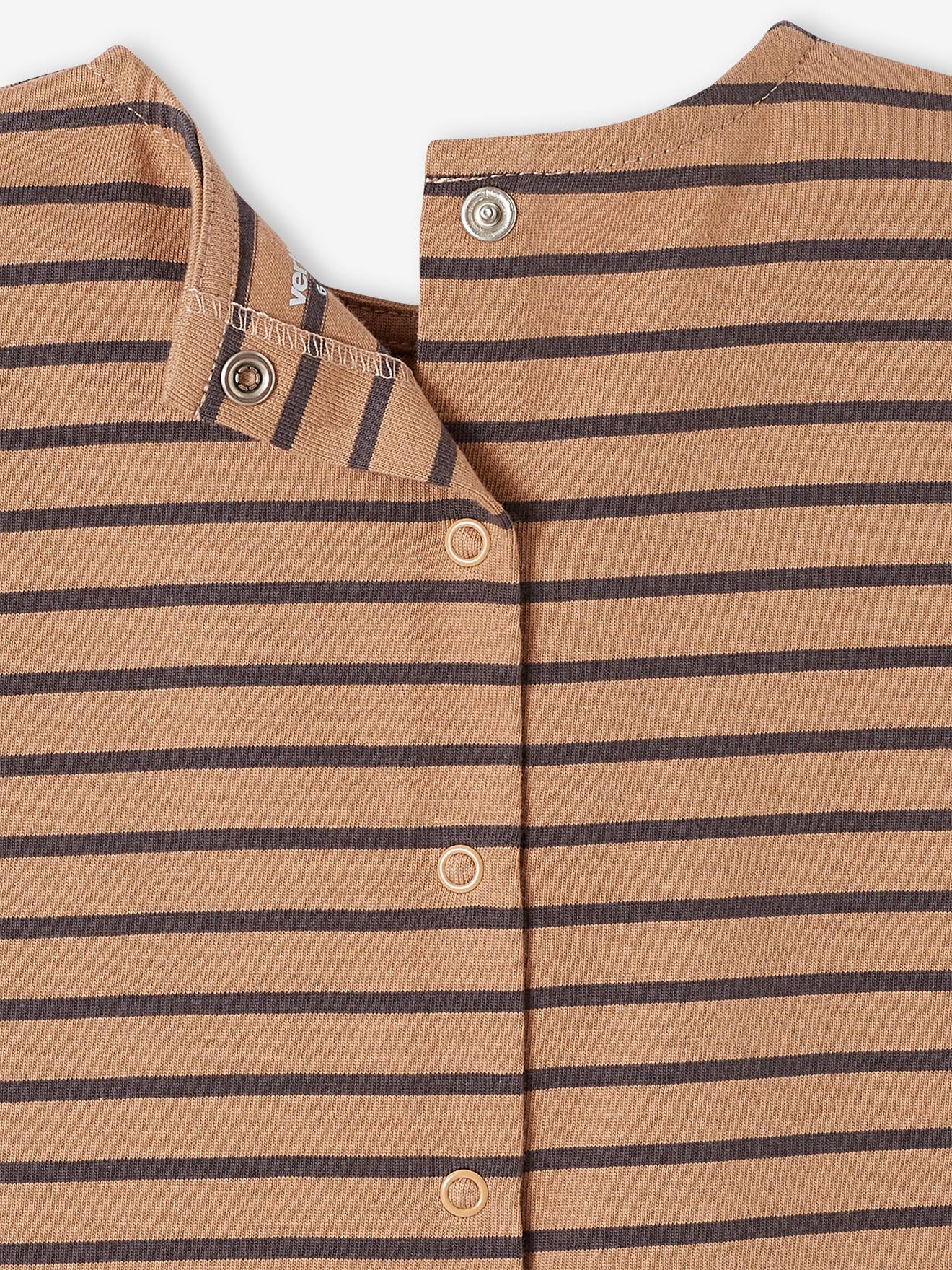 Tee-shirt rayé bébé manches longues rayé beige