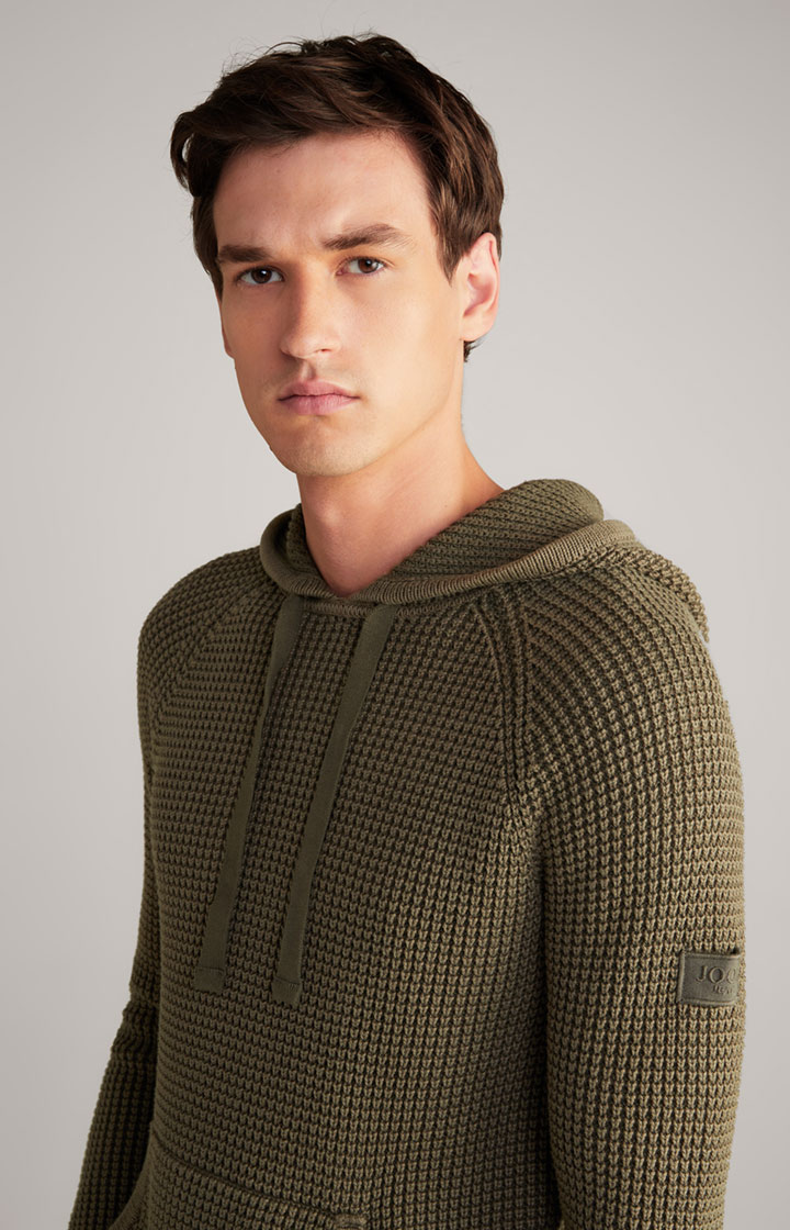 Strick-Hoodie Hoodor in Oliv