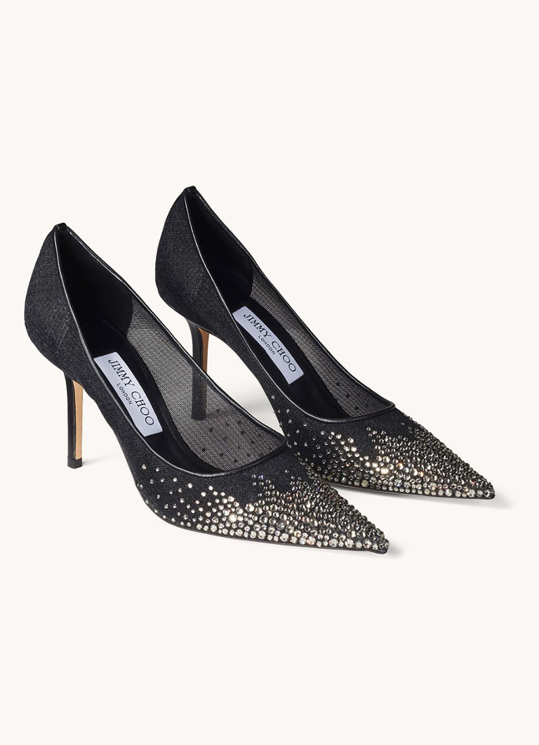 Escarpins Jimmy Choo Love 85 ornés de strass et de détails en cuir d'agneau