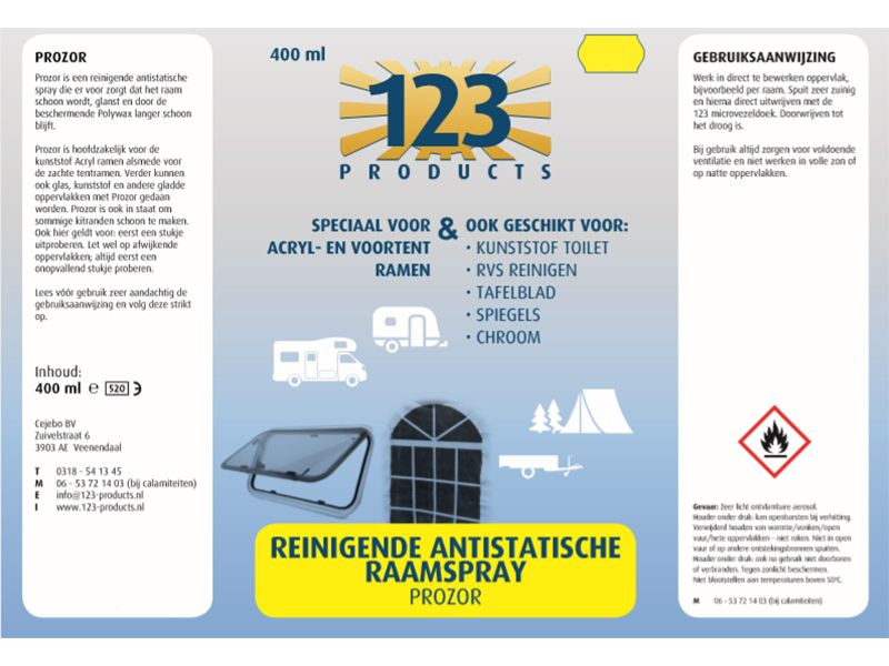 123 Products Prozor antistatischer Fensterspray