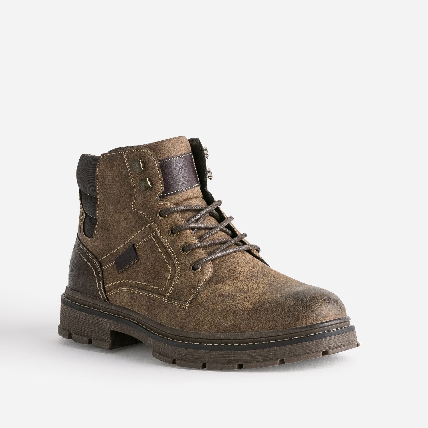 Boots à lacet marron à semelle crantée