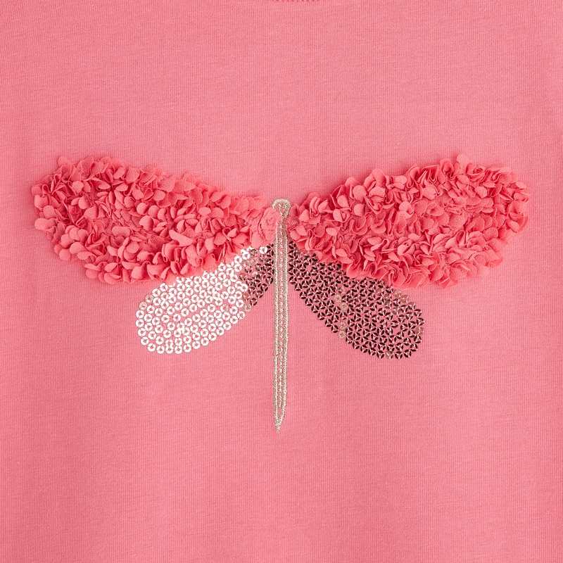 T-shirt à motif libellule rose fille