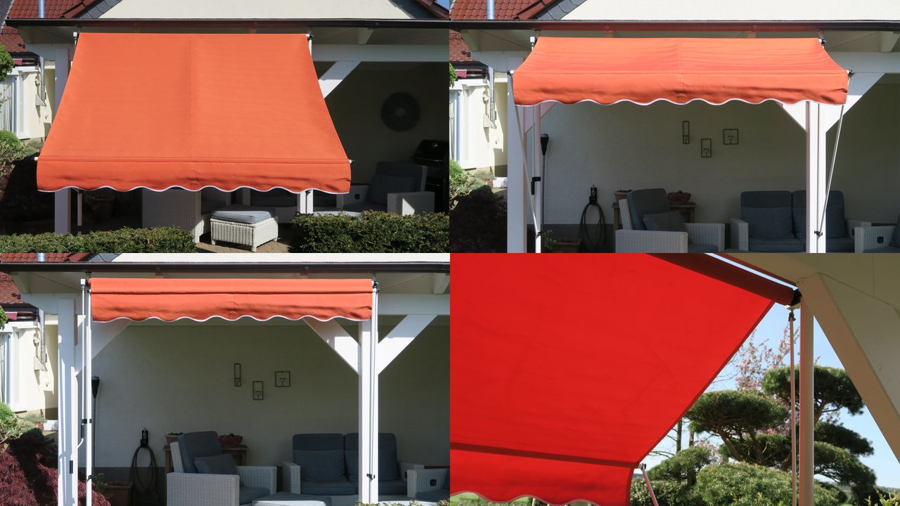 Grasekamp Klemmmarkise Ontario 255x130cm Orange Balkonmarkise höhenverstellbar von 200 cm – 320 cm