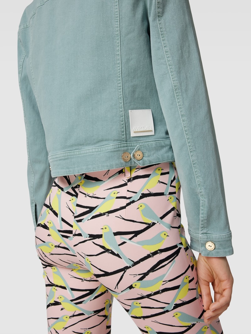 Cropped Jeansjacke mit Knopfleiste in petrol