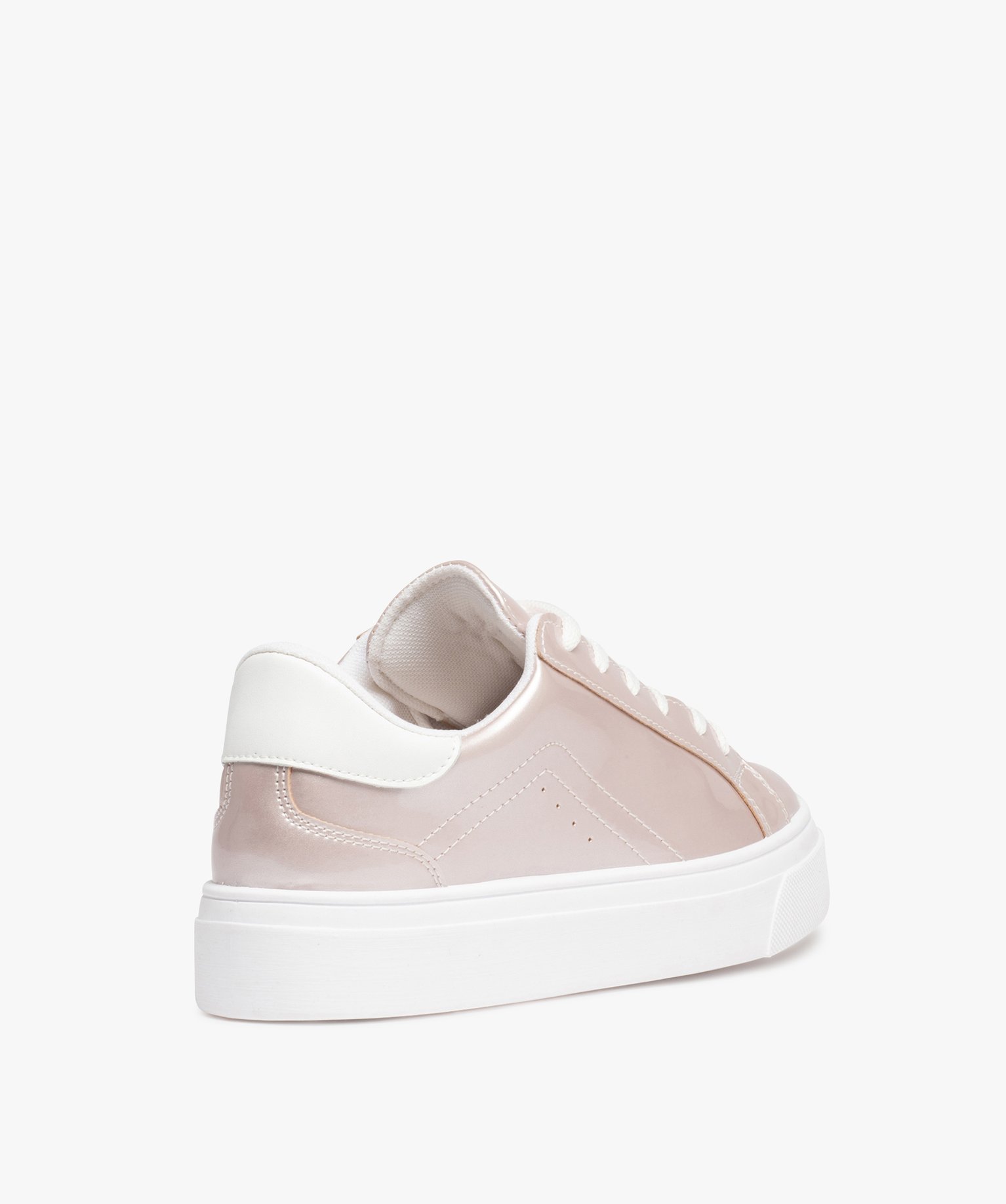 Baskets femme vernies à semelle plateforme rose | GEMO