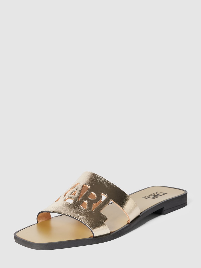 Pantoletten im Metallic-Look Modell 'SKOOT' in gold