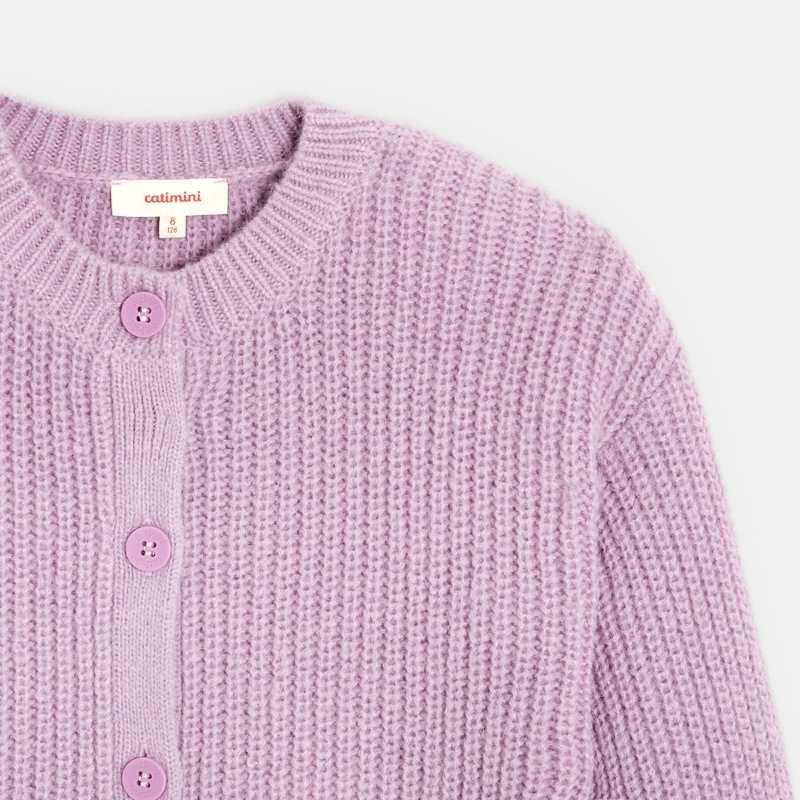 Gilet fille maille tricot violet iris Catimini