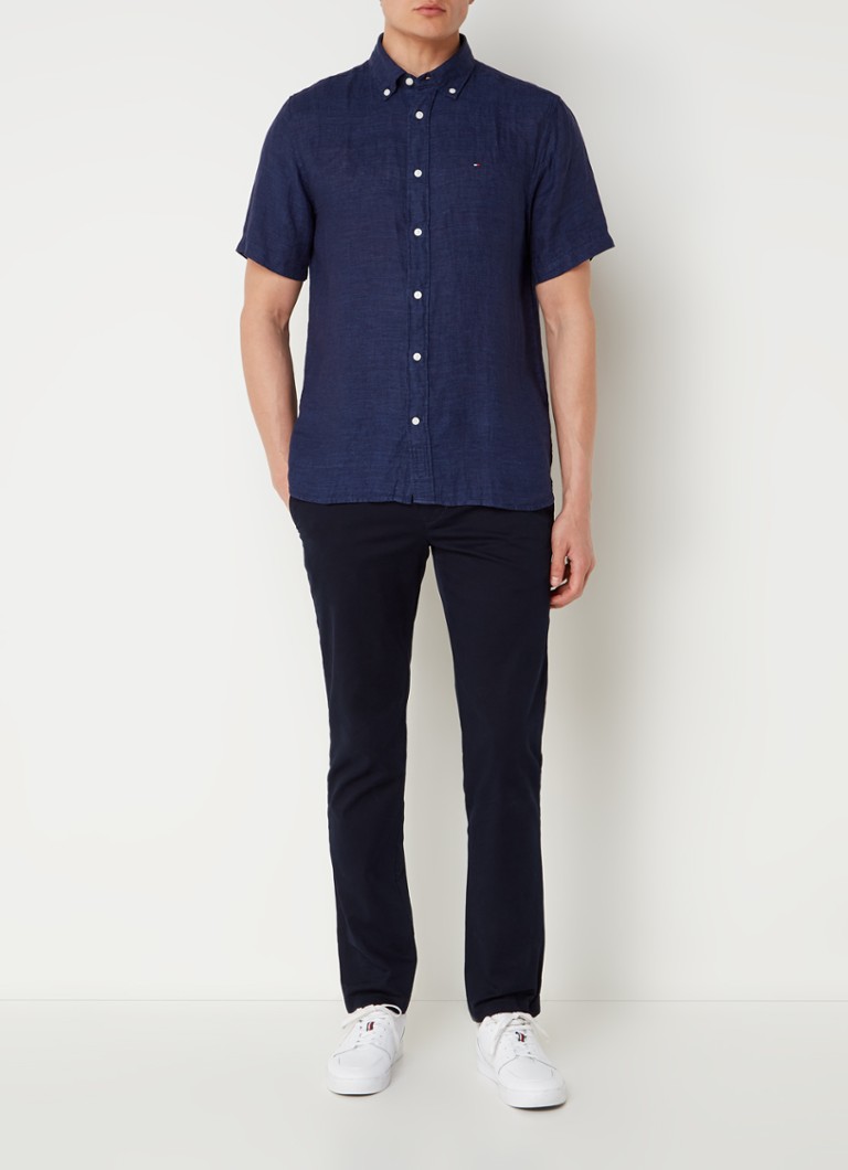 Tommy Hilfiger lanena košulja regularnog kroja s vezom logotipa