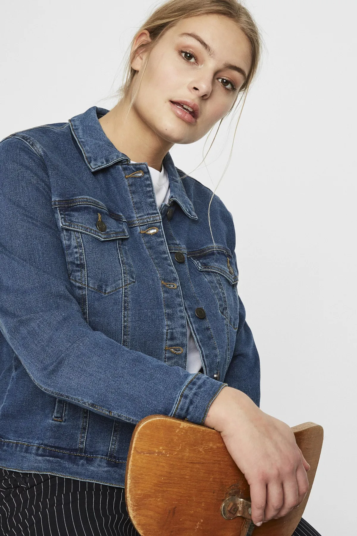 Veromoda Curve  Große Größen in Jacke - Blau - Regular Fit