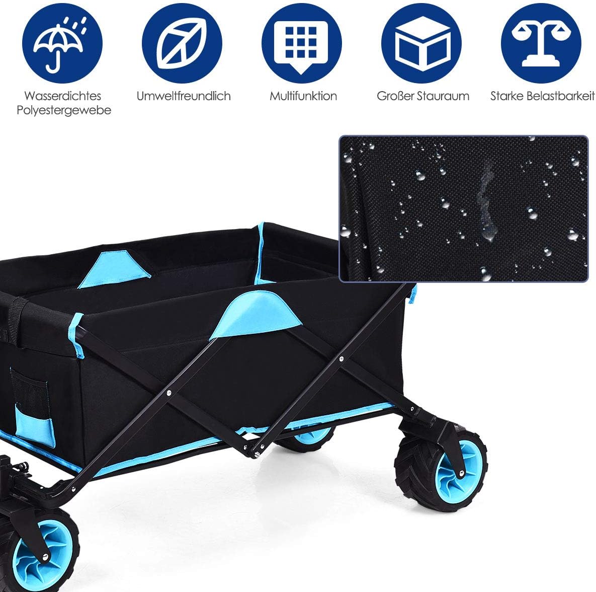 Costway Bollerwagen faltbar mit Dach bis 50 kg belastbar