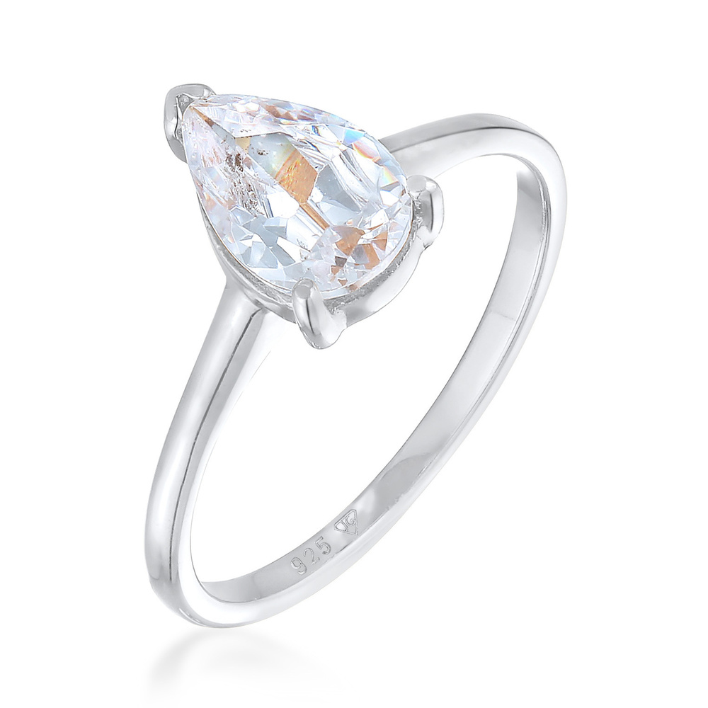 Elli Elli Bague Femmes Bague de fiançailles Solitaire Goutte avec Zirconia en argent s Bague