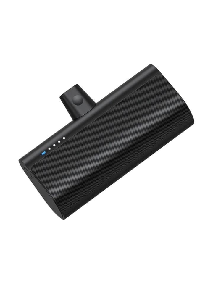 BlueStar Powerbank 5000 mAh mit integriertem iPhone-Anschluss  2.1A in Schwarz in Schwarz günstig kaufen 7 cm