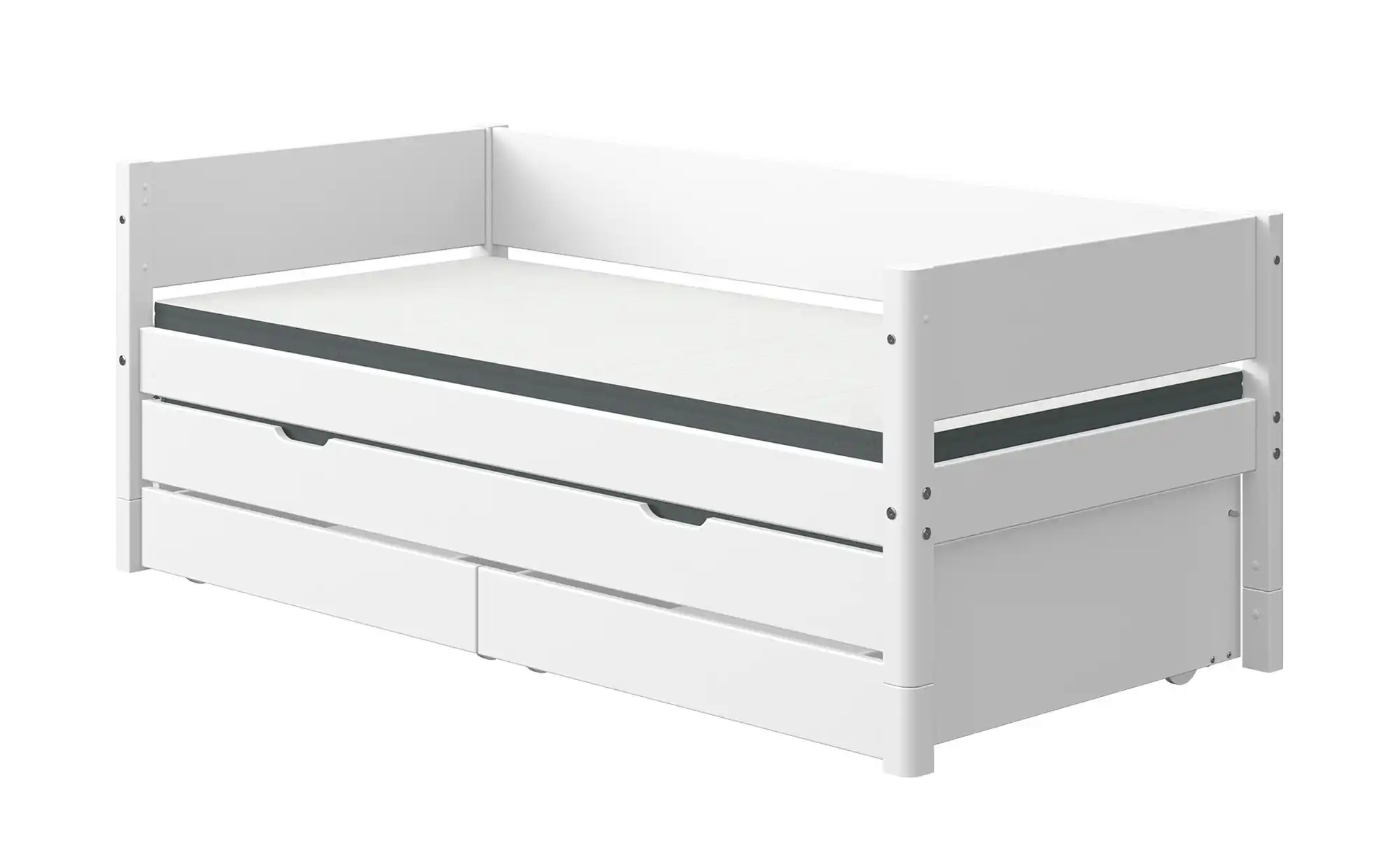 FLEXA Bett mit Ausziehbett und 2 Schubkästen Flexa White