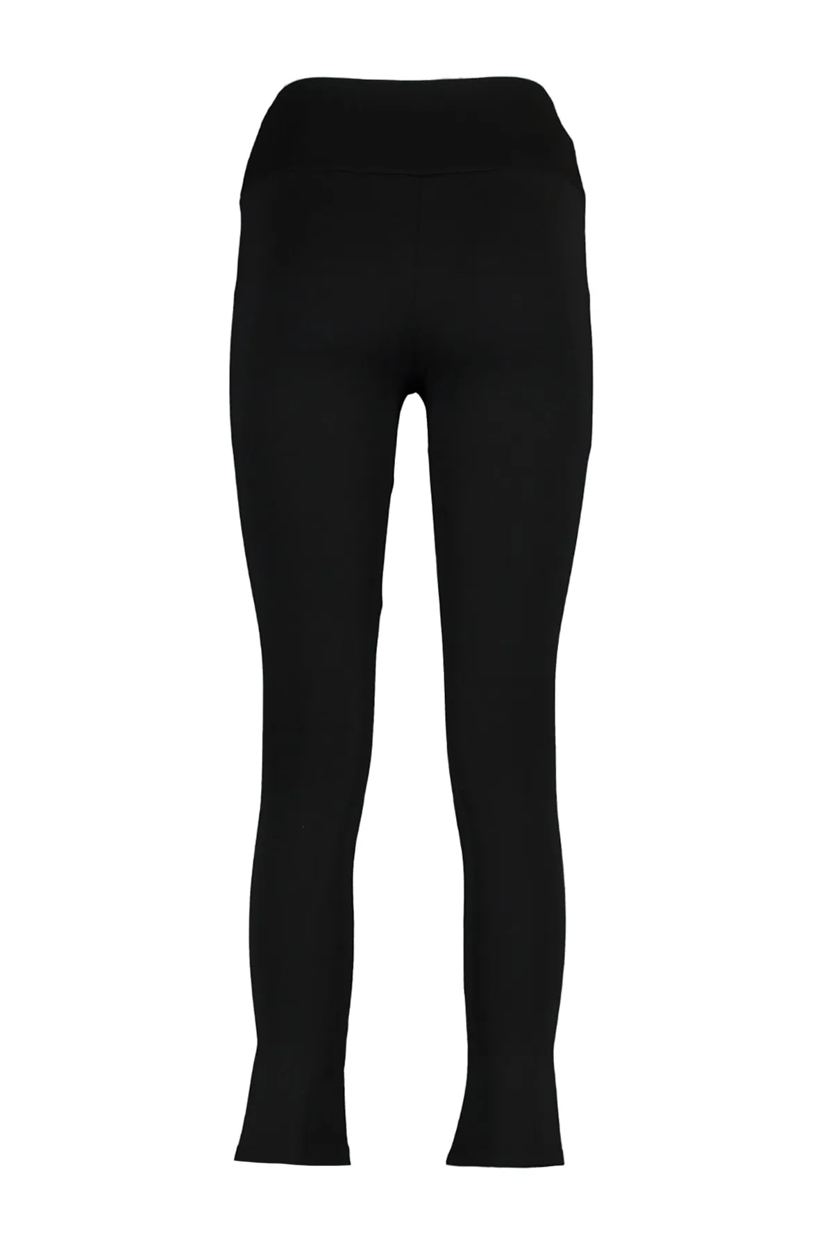Trendyol Collection  Schwarze Strick-Leggings mit hoher Taille und Schlitzdetail auf der Vorderseite TWOAW22TA0004