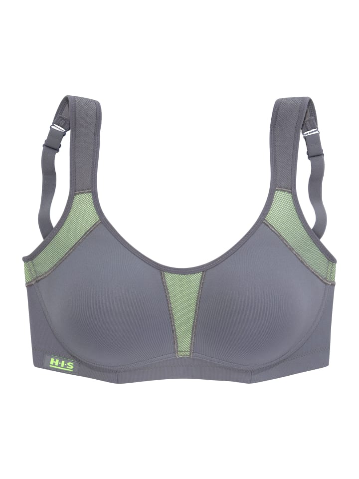 H.I.S Sport-BH in grau-neon-grün günstig kaufen