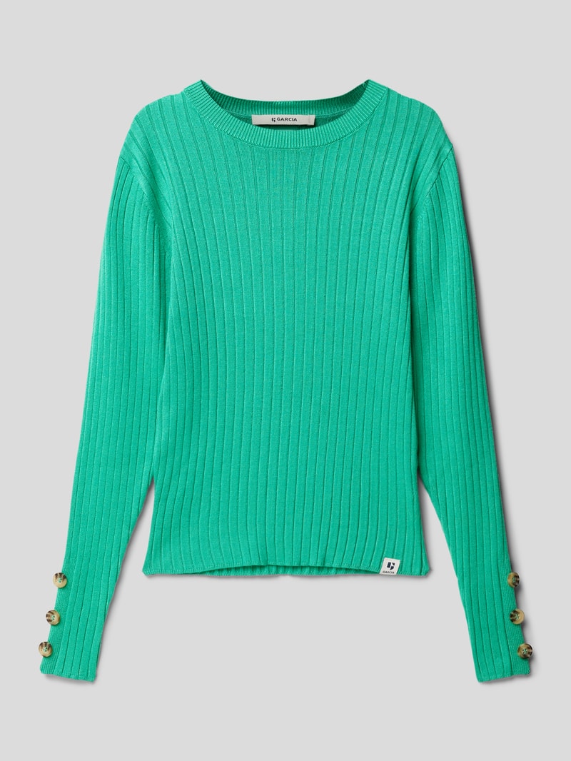 Strickpullover aus Viskose-Mix mit Rundhalsausschnitt in grün