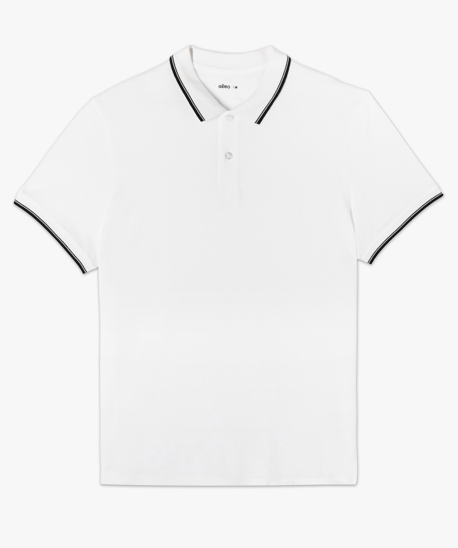 Polo homme à manches courtes et finitions contrastantes blanc | GEMO