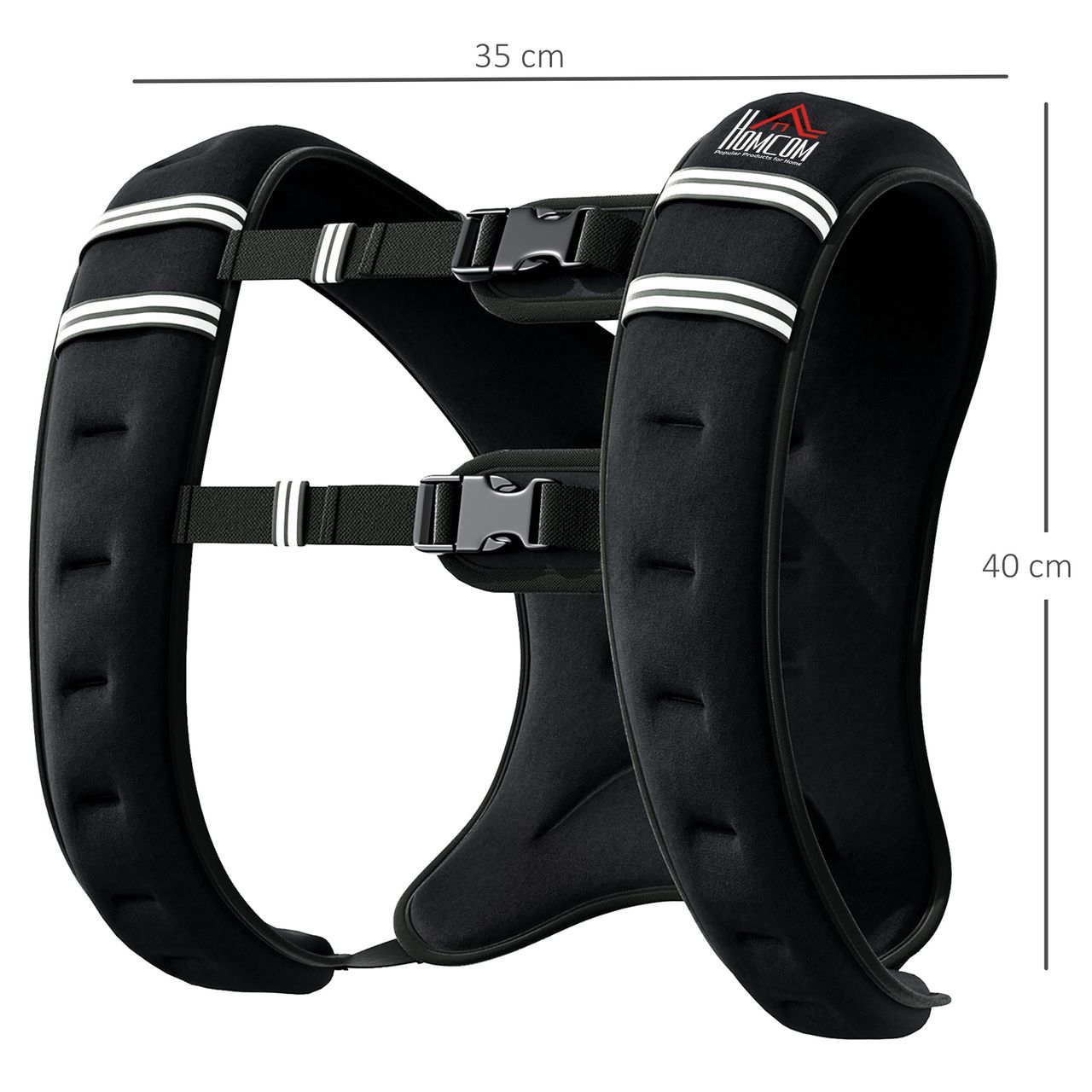 HOMCOM Gewichtsweste Weight Vest 10 kg verstellbar für Gewicht Tranning Krafttrainning Mann/Frau Oxford-Gewebe Metallsand Schwarz 40 x 35 cm