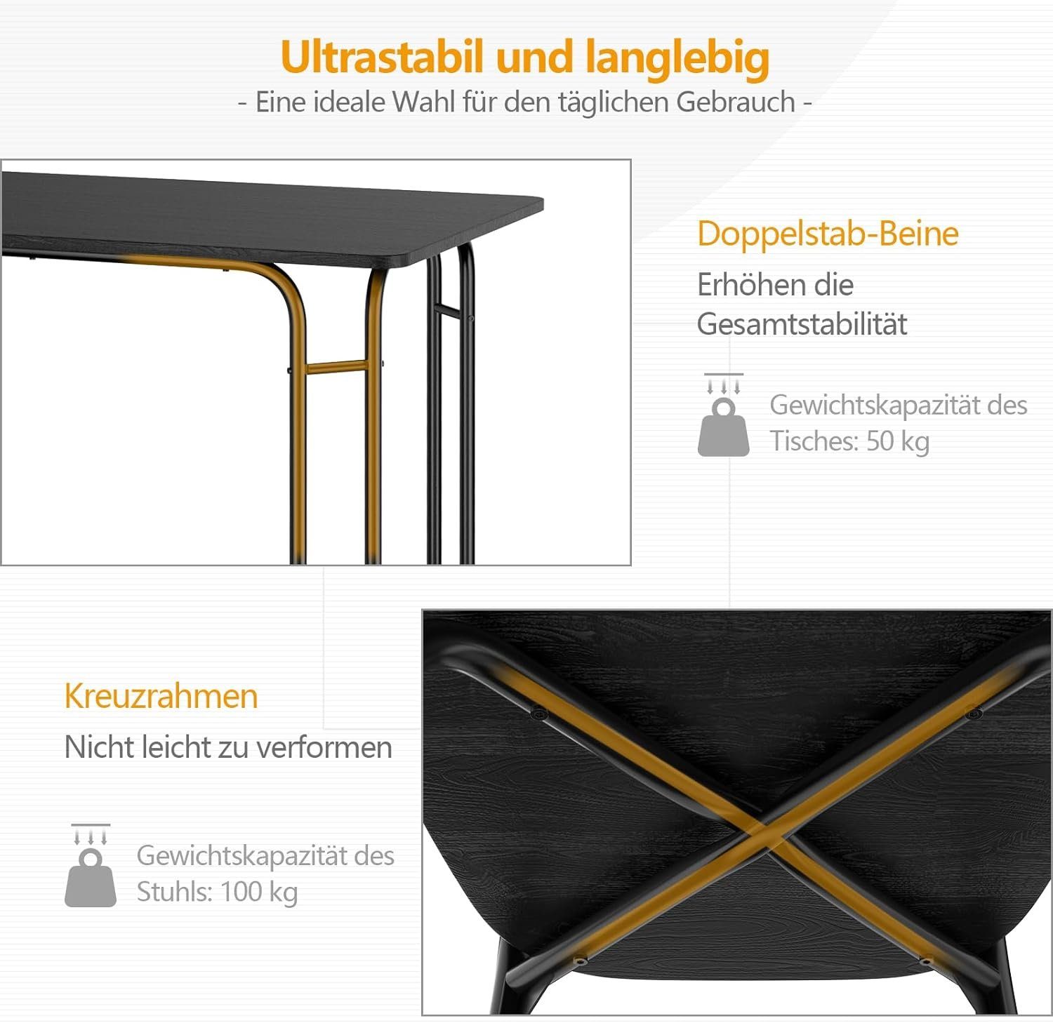 KOMFOTTEU Essgruppe Set 5-teilig, mit Metallrahmen & Rutschfesten Füßen, für 4 Personen