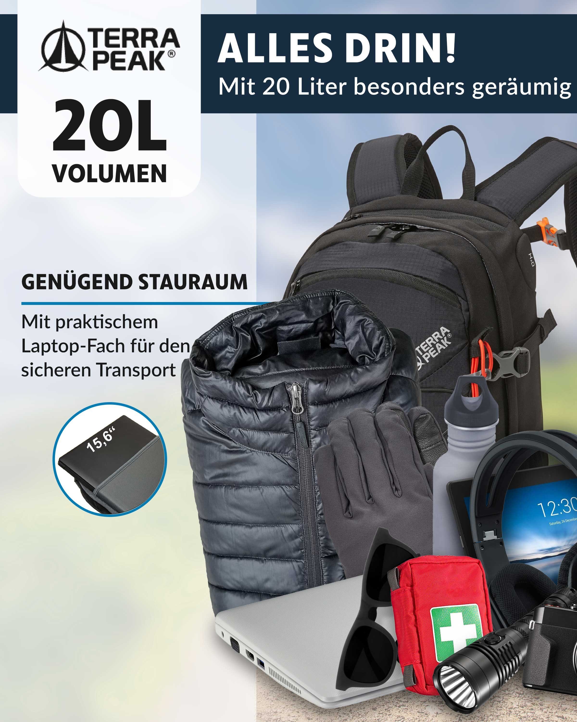Terra Peak Wanderrucksack Flex 20, 20L klein mit YKK Reißverschluss Trekkingrucksack mit Hüftgurt