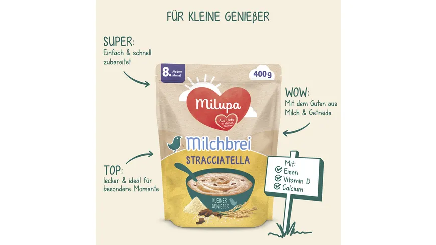 MILUPA Milchbrei Stracciatella ab dem 8. Monat 400 g