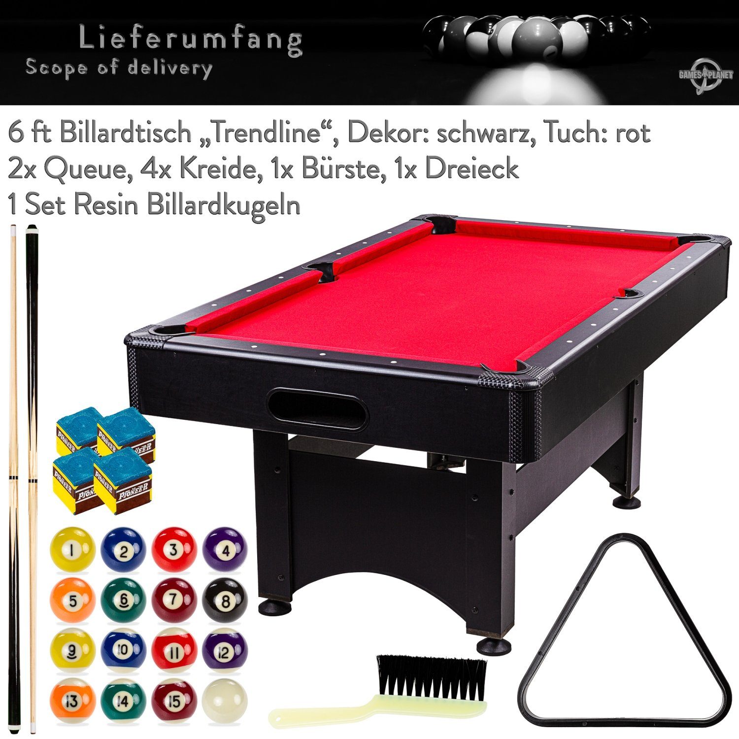 GAMES PLANET Billardtisch Games Planet 6 ft Billardtisch 