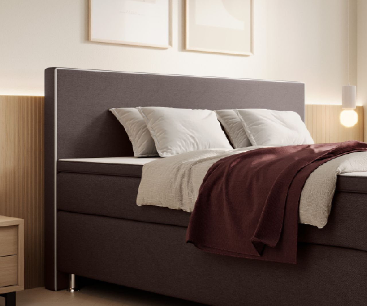 IHG Boxspringbett Gent 180x200cm Braun Taschenfederkern