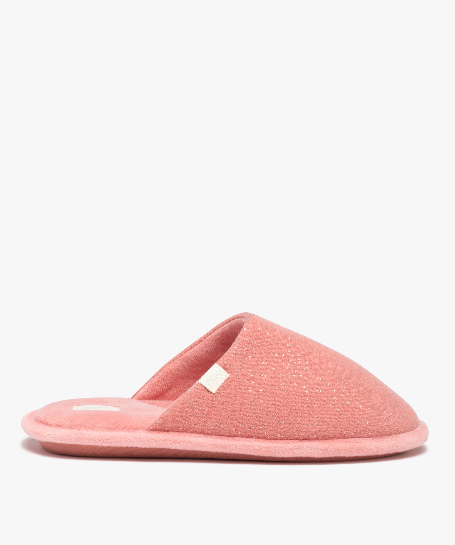 Chaussons femme mules avec dessus en gaze pailletée – Dim rose | GEMO